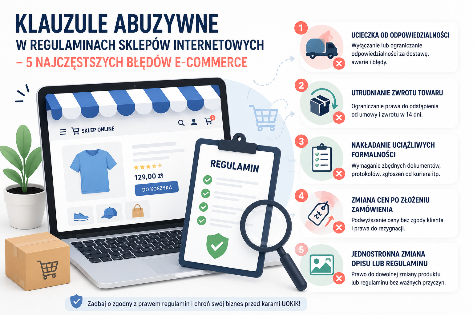 Klauzule abuzywne w regulaminach sklepów internetowych – 5 najczęstszych błędów e-commerce